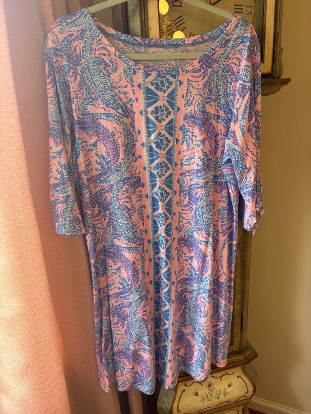 Pastel Pink & Blue Printed Tunic Dress